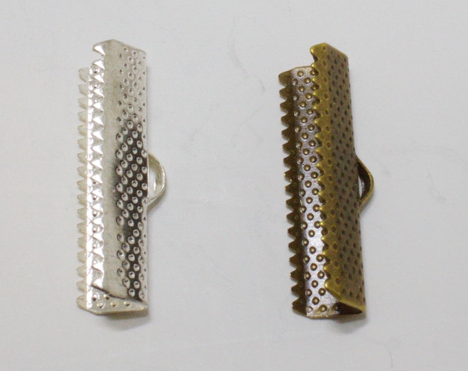 Stylish Ribbon Crimp Ends Leather V Clamps 1 inch 10PC