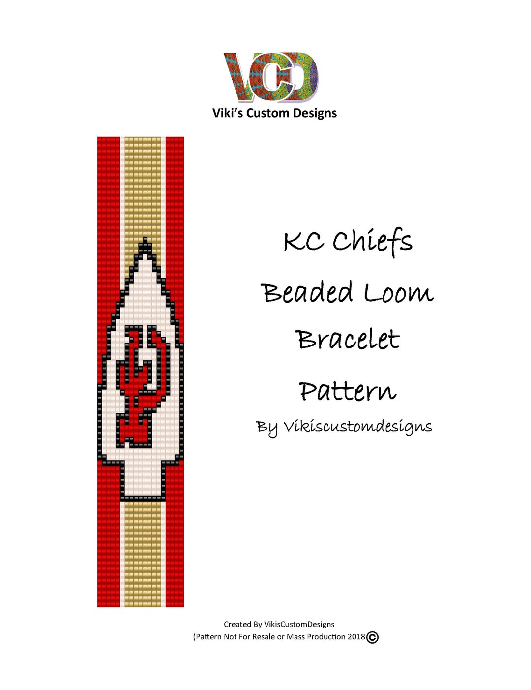 KC Chiefs Beaded Loom Bracelet Pattern by (Download Now) Etsy