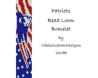 Patriots Beaded Loom Bracelet by Vikiscustomdesigns