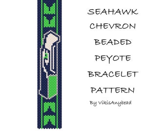 Seahawk Chevron Beaded Peyote Stitch Bracelet Pattern by VikisAnybead