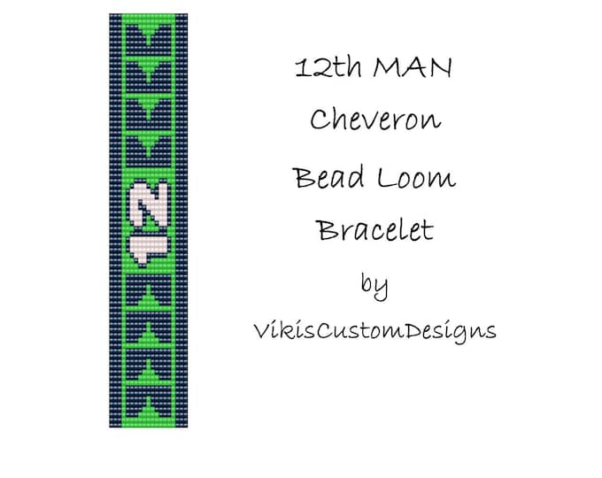 Chevron 12th Man Beaded Loom Bracelet Pattern by Vikiscustomdesigns