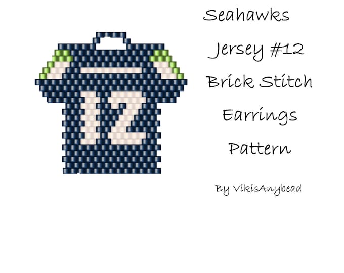 Seahawks Jersey 12 Brick Stitch Earrings Pattern by VikisAnybead