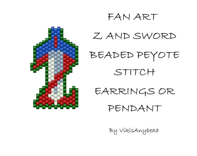 Fan Art Z and Sword Peyote Stitch Earrings Pattern by VikisAnybead