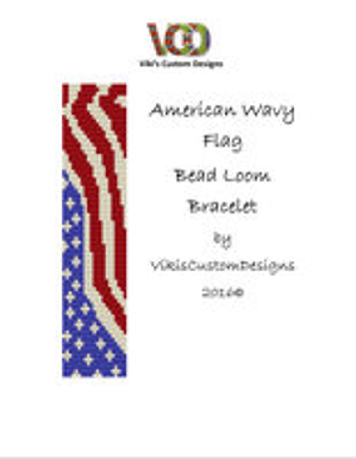 American Wavy Flag Bead Loom Bracelet Pattern by Etsy