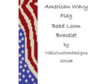 American Wavy Flag Bead Loom Bracelet Pattern by VikisCustomDesigns