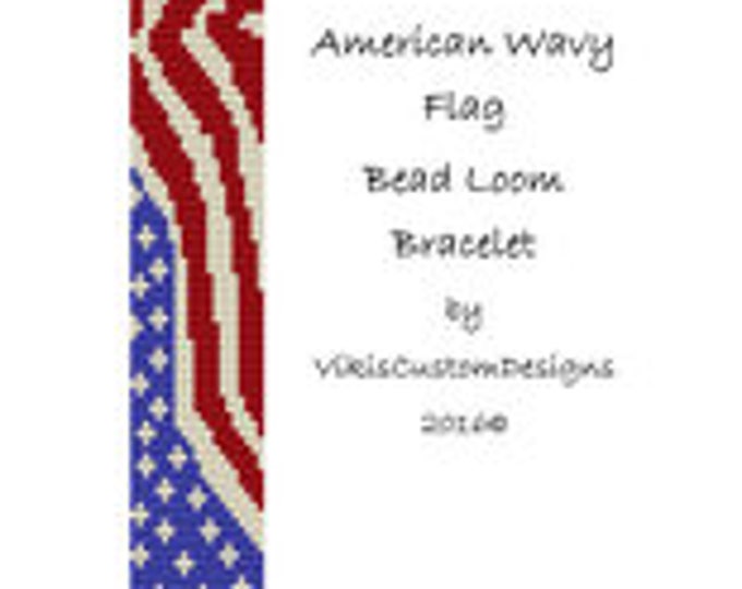 American Wavy Flag Bead Loom Bracelet Pattern by VikisCustomDesigns