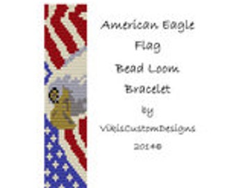 American Eagle Flag Bead Loom Bracelet Pattern by VikisCustomDesigns
