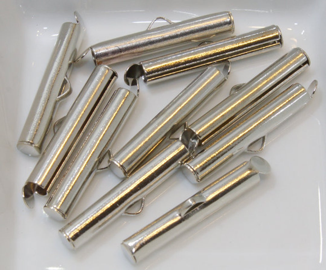 Slider Clasps Ends Clasps Titanium Silver or Bright Silver 24.5MM 10PC