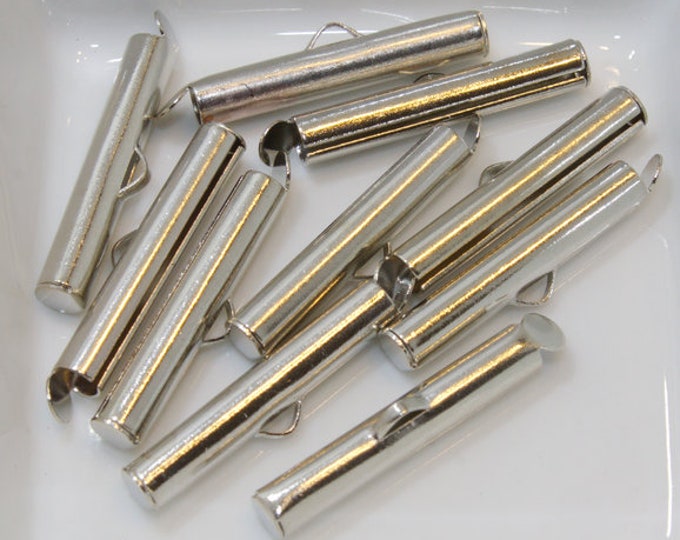 Slider Clasps Ends Clasps Titanium Silver or Bright Silver 24.5MM 10PC