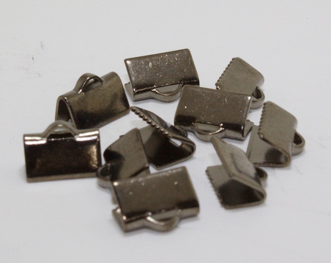 Stylish Smooth Ribbon Crimp Ends Leather V Clamps Gold or Gunmetal 10MM 10PC
