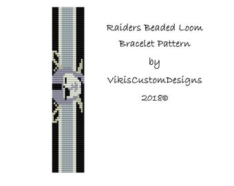 Raiders Beaded Loom Bracelet Pattern by Vikiscustomdesigns