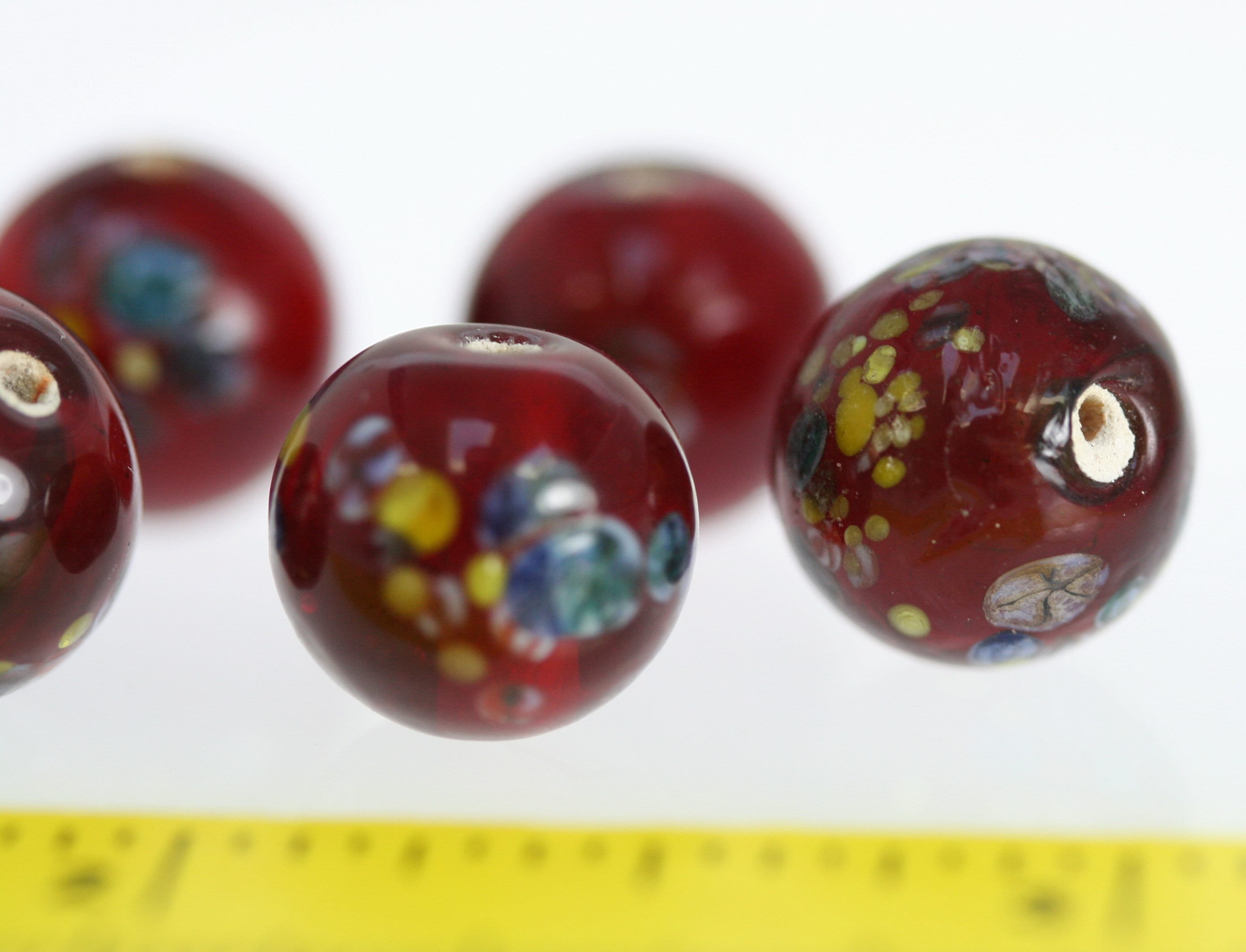 Cute Antique Venetian Millefiori Trade Beads 7PC 8-12MM
