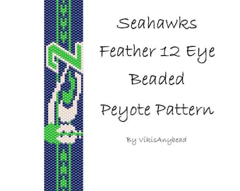 FAN ART Seahawks Feather 12 Eye Beaded Peyote Pattern by VikisAnyBead
