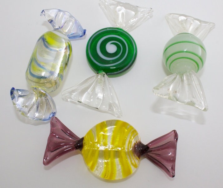 Beautiful Vintage Murano Glass Candy 4 PCS Large from Italy