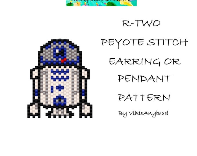 Fan Art R-TWO Peyote Stitch EarringS or Pendant Pattern by VikisAnyBead