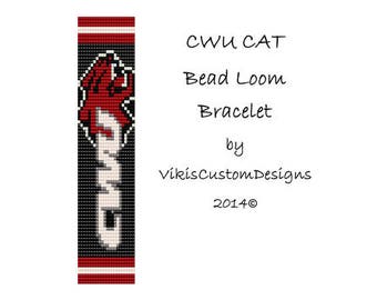 CWU Cat Bead Loom Bracelet Pattern by VikisCustomDesigns
