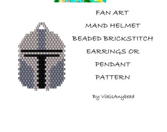 Fan Art Mand Helmet Brick Stitch Earrings or Pendant Pattern by VikisAnybead