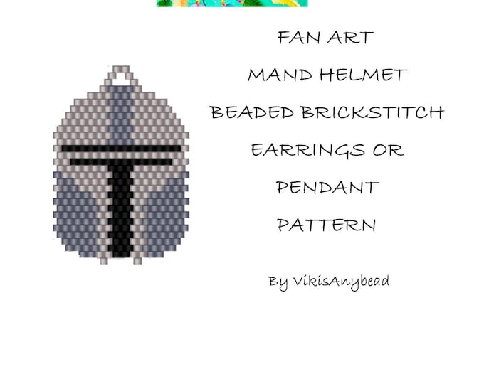 Fan Art Mand Helmet Brick Stitch Earrings or Pendant Pattern by VikisAnybead