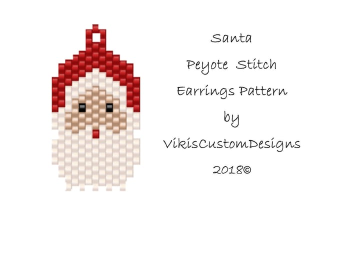 Santa Face Peyote Stitch Earrings Pattern by vikiscustomdesigns