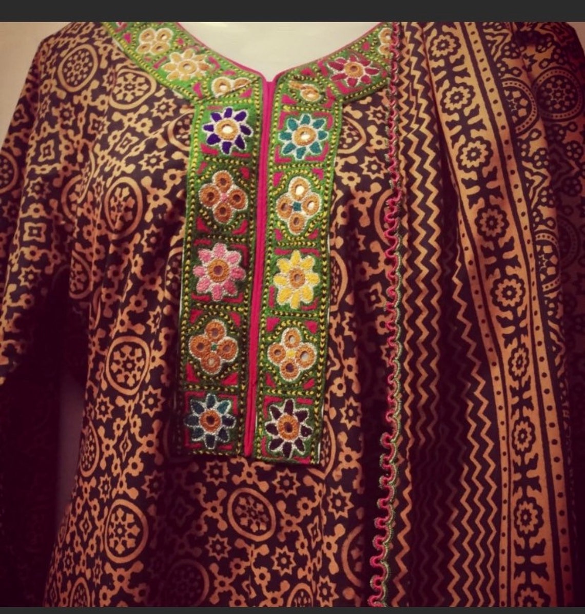 ajrak on black shalwar kameez