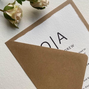 Custom Wedding Invitations with monogram  - Wedding Invitations on Handmade Paper - Wedding Invites