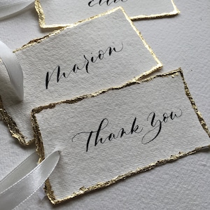 Etichetta regalo personalizzata con foglia d'oro e colore del nastro personalizzato - Etichette personalizzate su carta fatta a mano - Etichette scritte a mano