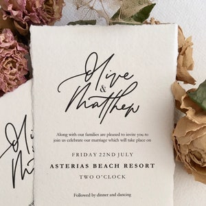 Custom Wedding Invitations - Wedding Invitations on Handmade Paper - Wedding Invites