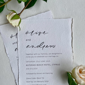 Faire-part de mariage personnalisé - Faire-part de mariage sur papier fait main - Faire-part de mariage