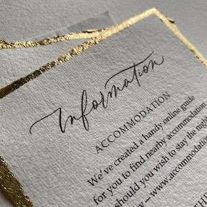 Hochzeitsinformationskarten mit Blattgold - Blattsilber - Roségoldkanten - Hochzeitsdetailkarten