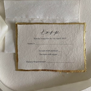 Wedding RSVP Cards with Gold Leaf - Silver Leaf - Rose Gold Edges - Wedding RSVP's - RSVP