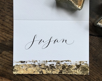 Personalised Name Greeting Card with Gold Leaf | Custom Name Card | Calligraphy Handmade Card