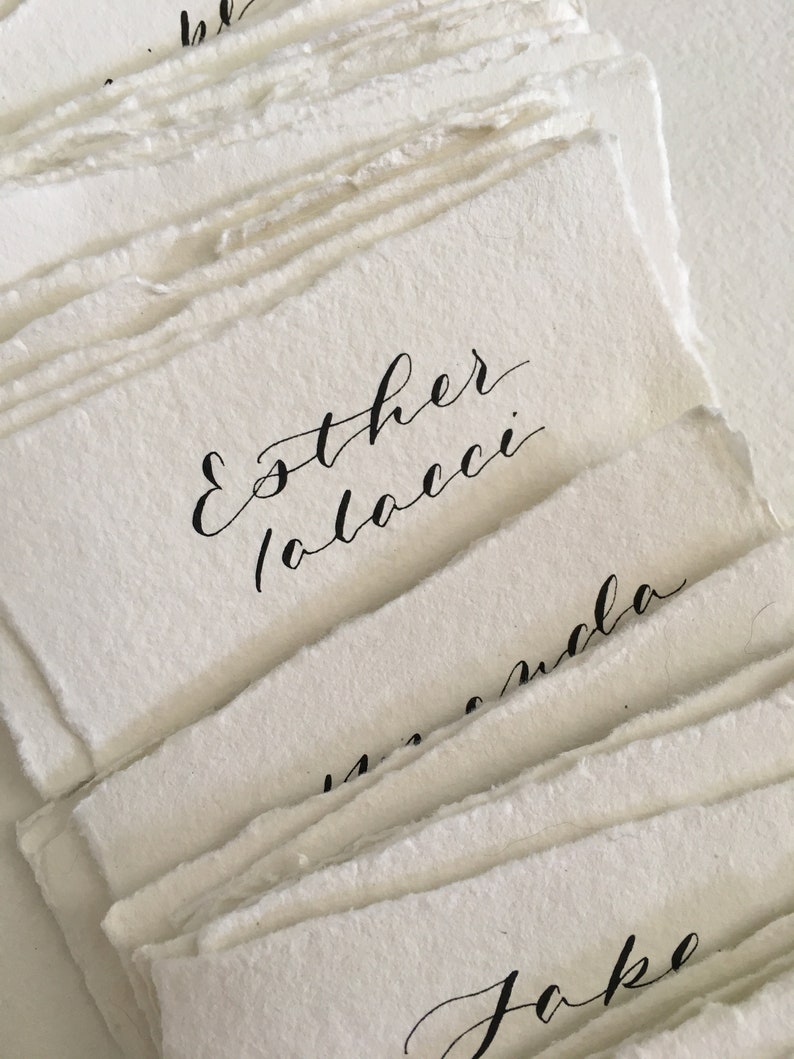 Wedding Place Card on Handmade Paper Handwritten Calligraphy Place Cards Name Cards Place Settings image 4