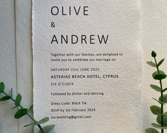 Custom Wedding Invitations - Wedding Invitations on Handmade Paper - Wedding Invites