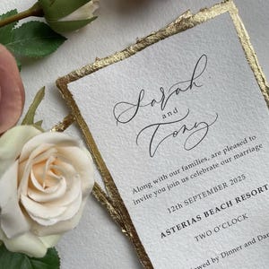 Custom Wedding Invitations with or without Gold, Silver or Rose Gold Foiling - Handmade Cotton Rag Paper - Wedding Invite