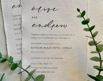 Custom Wedding Invitations - Wedding Invitations on Handmade Paper - Wedding Invites