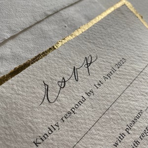 Reactiekaarten bruiloft met bladgoud - bladzilver - roségouden randen - RSVP's bruiloft