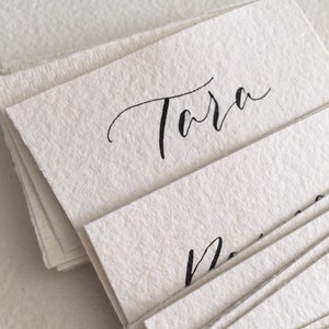 Wedding Place Cards on Handmade Paper with Straight Cut Edges - Handwritten Calligraphy - Place Cards - Name Cards -| Place Settings