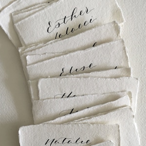 Wedding Place Card on Handmade Paper Handwritten Calligraphy Place Cards Name Cards Place Settings image 3