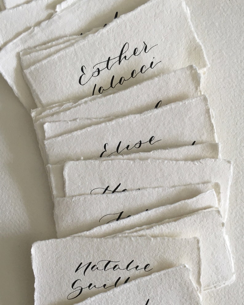 Wedding Place Card on Handmade Paper Handwritten Calligraphy Etsy
