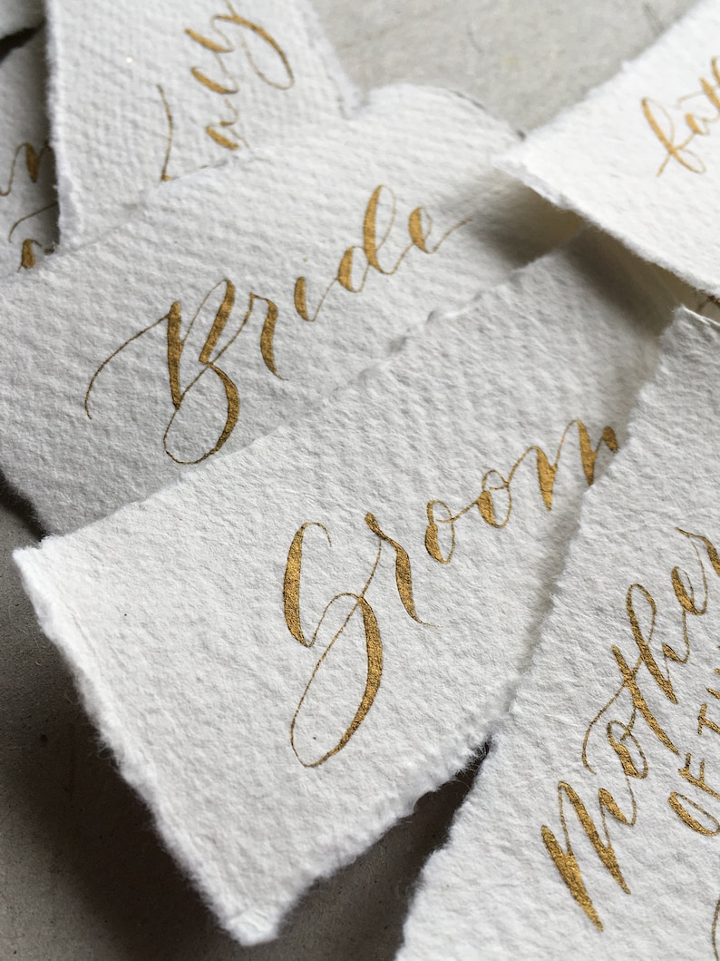 Wedding Place Card on Handmade Paper Handwritten Calligraphy Place Cards Name Cards Place Settings image 6