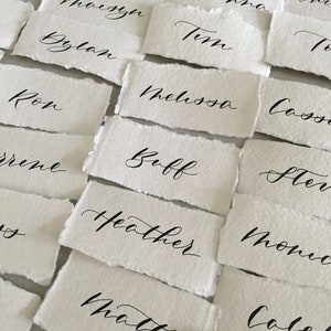 Wedding Place Card on Handmade Paper Handwritten Calligraphy Place Cards Name Cards Place Settings image 2