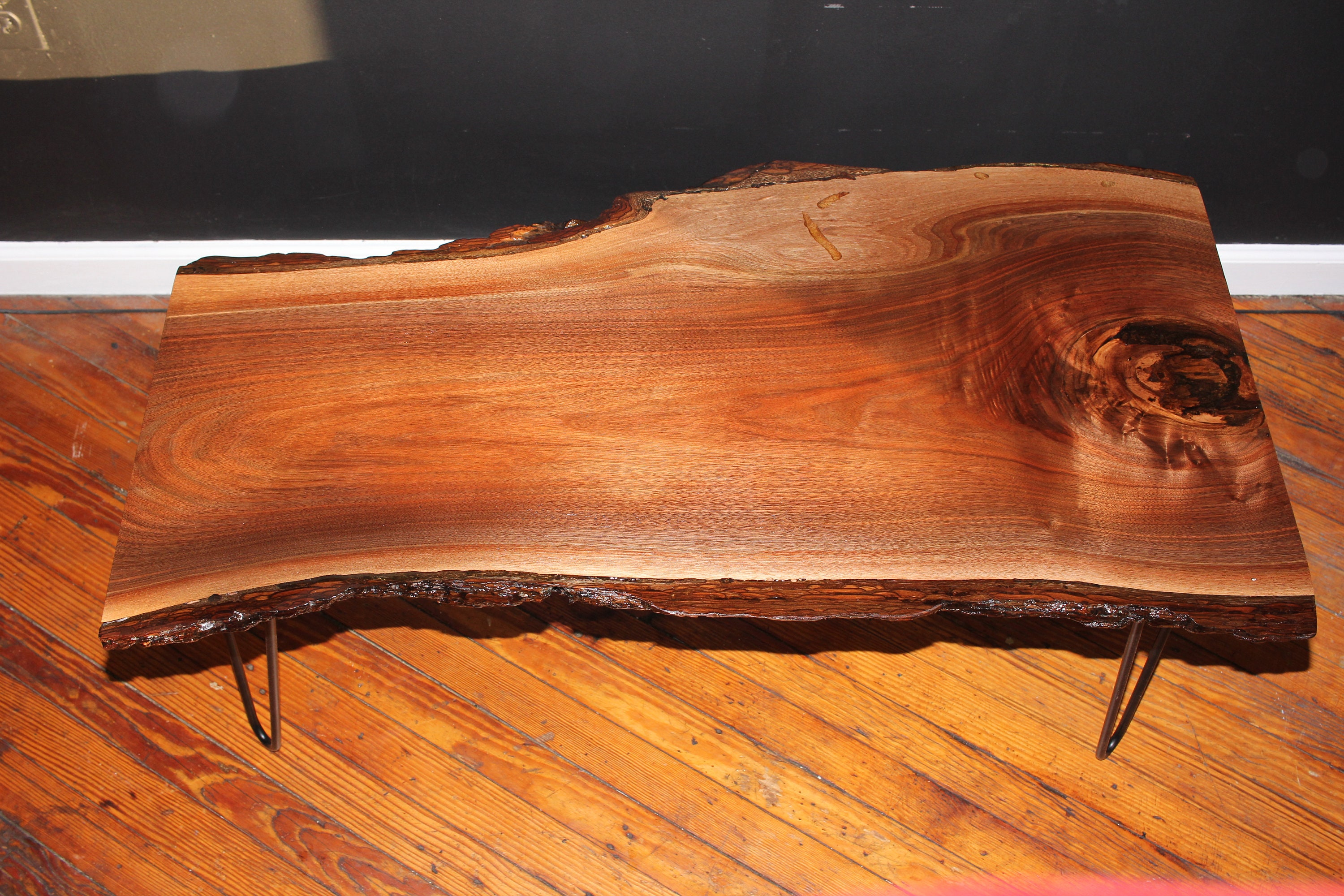 Soldlive Edge Black Walnut Coffee Table W/hairpin Legs Etsy