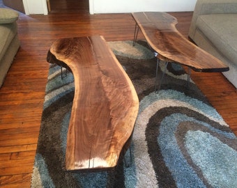 Sold--- Black Walnut Live Edge Table/Bench