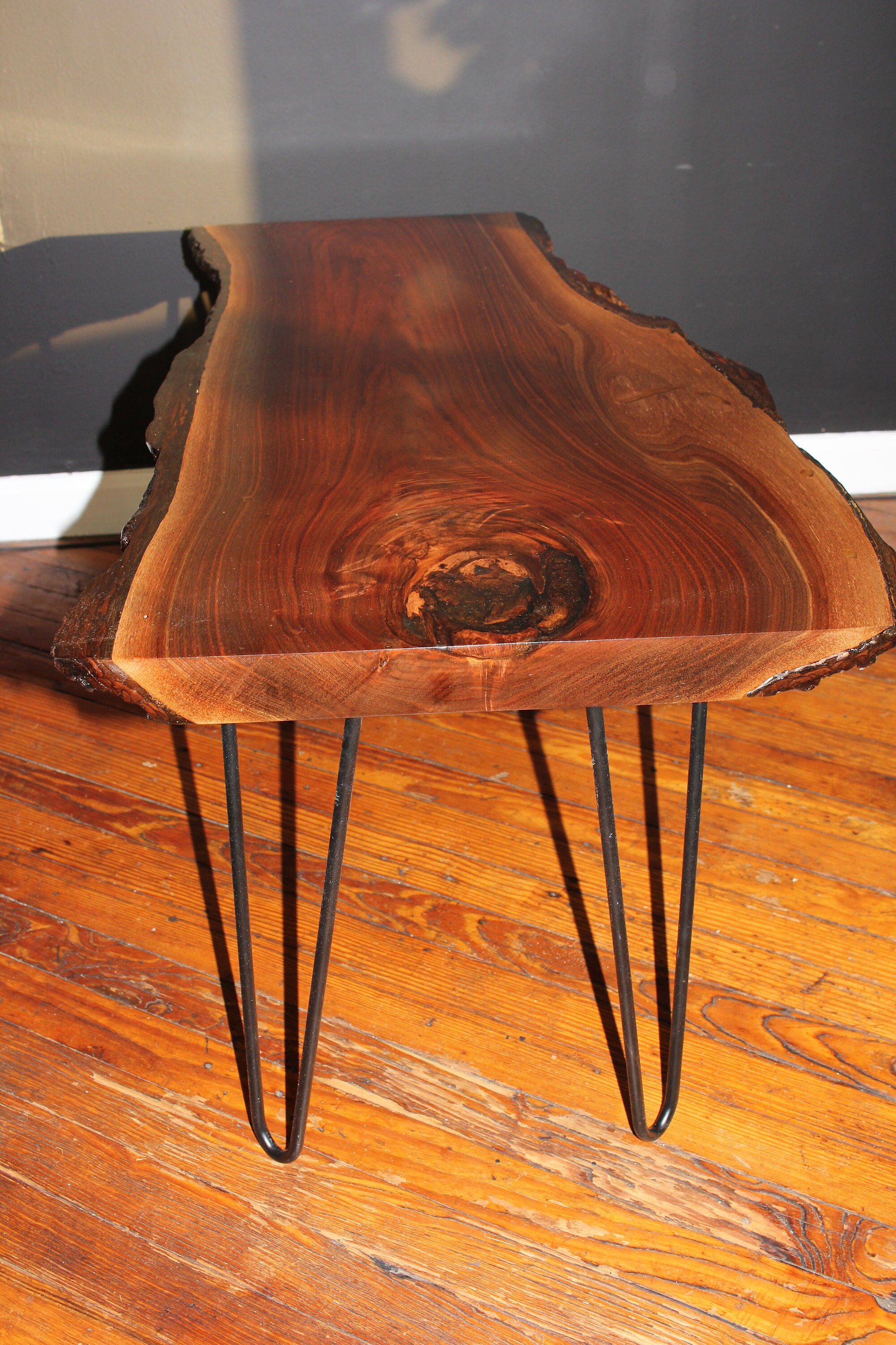 Soldlive Edge Black Walnut Coffee Table W/hairpin Legs Etsy