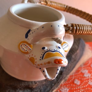 Pot de thé polaire d&#39;ours en porcelaine avec la poignée en bambou