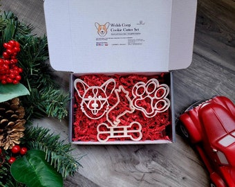 Corgi Cookie Cutter Set – Dog Lover Gift, Paw Print & Personalized Bone