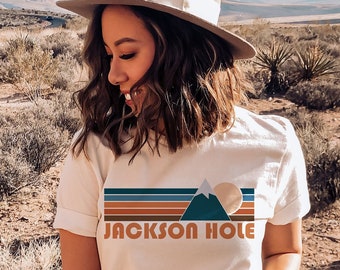 Koszulka Jackson Hole Wyoming, koszulka unisex z grafiką w stylu retro, prezent dla Jackson Hole, styl vintage, możliwość personalizacji
