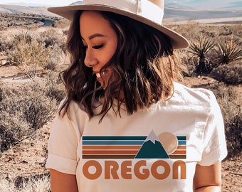 Camiseta de Oregón, camiseta unisex retro de montaña de Oregón (personalizable)
