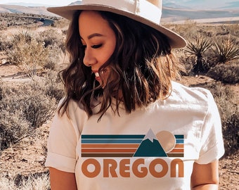 Oregon T-Shirt, Retro Mountain Unisex Oregon Shirt