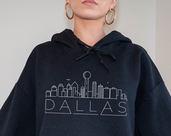 Dallas Hoodie, Adult Unisex Skyline Dallas, Texas Sweatshirt